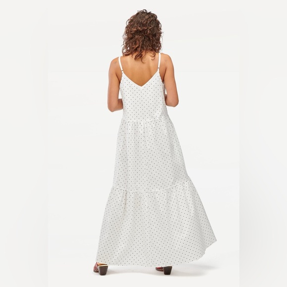 LACAUSA - Crosby Tiered Maxi Dress in White With Black Polka Dots | Size Small - Picture 3 of 10